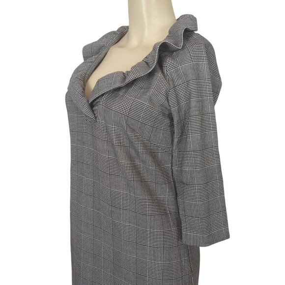 Gretchen Scott Dress black white size 0 / 2 Shrimp Wall Street Ruff Neck - Picture 11 of 16